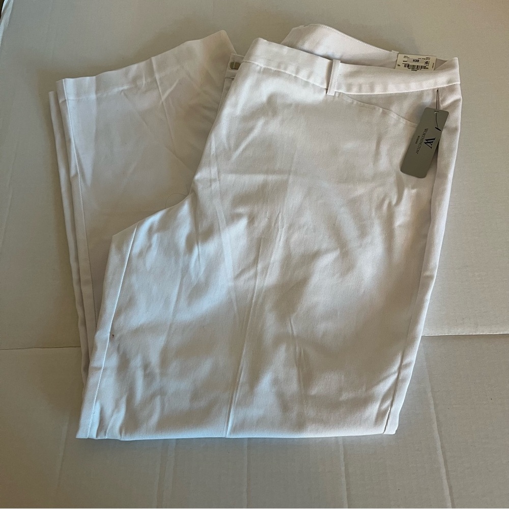 NWT Worthington women’s 22 cotton twill slacks white zip hook button closure